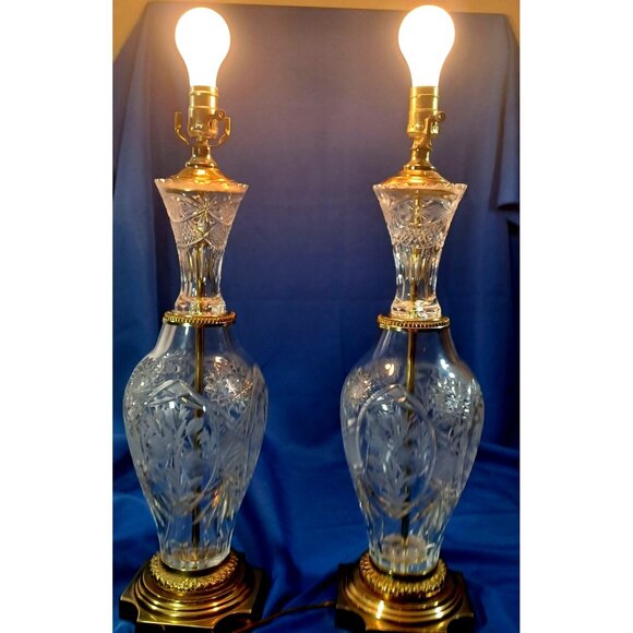 Vintage  Hollywood Regency Bohemian Crystal Brass  Buffet Table Lamp MUST BUY 2! - Picture 13 of 13